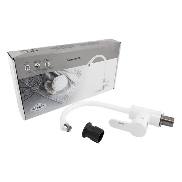 Смеситель для кухни Brinex 40W 007 белый пластиковый с поворотным изливом (BRIN40W007)