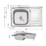 Кухонна мийка Lidz 5080-L з нержавіючої сталі сатинована 0, 8 мм (LIDZ5080LSAT08)