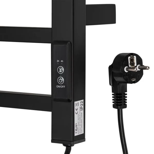 Электрический полотенцесушитель Qtap Evia 11121S стальной черный с таймером (QTEVIBLA11121S)
