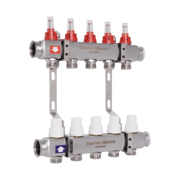 Колектор Thermo Alliance Standart SD0045 нержавіючий з витратомірами на 5 виходів 1 (SD0045)
