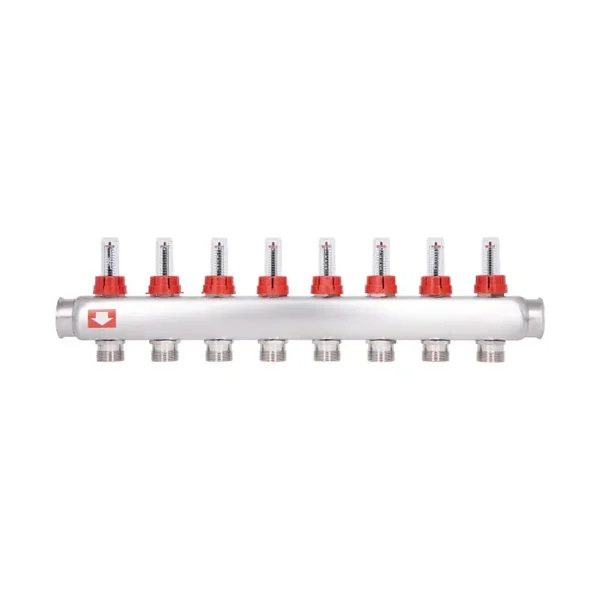 Коллектор для теплого пола Thermo Alliance Standart SD0048 из нержавеющей стали на 8 выходов 1