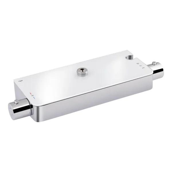 Душевая система Qtap Sloup QTSL57T105VOGC термостатическая с полкой на 2 потребителя, латунная, хром/белый (QTSL57T105VOGC)