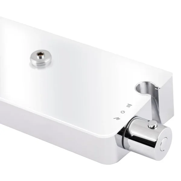 Душевая система Qtap Sloup QTSL57T105VOGC термостатическая с полкой на 2 потребителя, латунная, хром/белый (QTSL57T105VOGC)