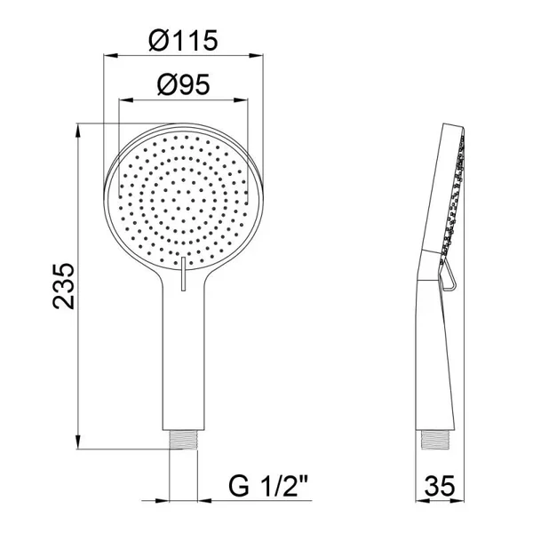 Лійка для ручного душу Qtap Rucni QTRUCA116O3PCW хромована округла, 115 мм (QTRUCA116O3PCW)