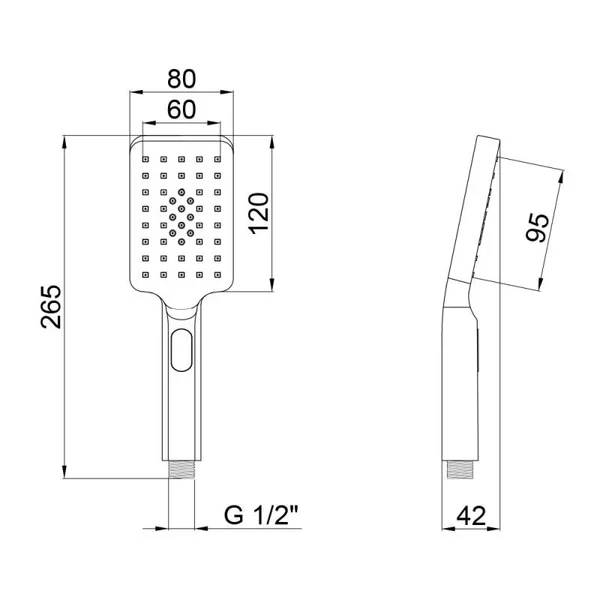 Лійка для ручного душу Qtap Rucni QTRUCA121N3KCC пластикова хромована прямокутна 120×80 мм на 3 режими (QTRUCA121N3KCC)