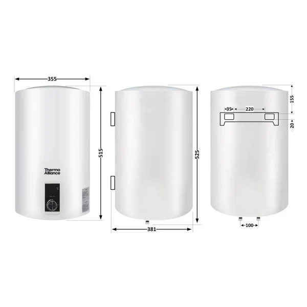 Водонагрівач електричний Thermo Alliance D30V16J1DK D30V16J1K білий вертикальний на 30 л із сухим ТЕНом 1.6 кВт (D30V16J1DK)