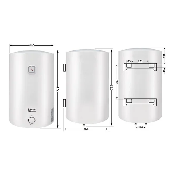 Водонагрівач 80 л Thermo Alliance DQ D80VH15Q3 білий, універсальний з мокрим ТЕНом 1.5 кВт (D80VH15Q3)