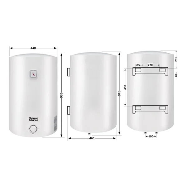 Водонагреватель электрический Thermo Alliance DQ D100VH15Q3 универсальный на 100 л с мокрым ТЭНом 1.5 кВт (D100VH15Q3)