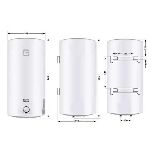 Водонагрівач електричний Thermo Alliance 50 л SLIM вертикальний, мокрий ТЕН 1,5 кВт D50V15Q1