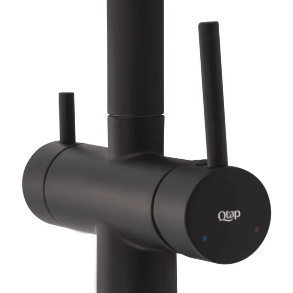 Кухонный смеситель Qtap Kuchyne QTKUC92102UB черный матовый с подключением для питьевой воды (QTKUC92102UB)