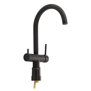 Кухонный смеситель Qtap Kuchyne QTKUC92102UB черный матовый с подключением для питьевой воды (QTKUC92102UB)