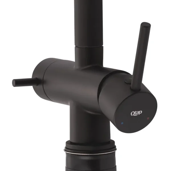 Кухонный смеситель Qtap Kuchyne QTKUC92102UB черный матовый с подключением для питьевой воды (QTKUC92102UB)