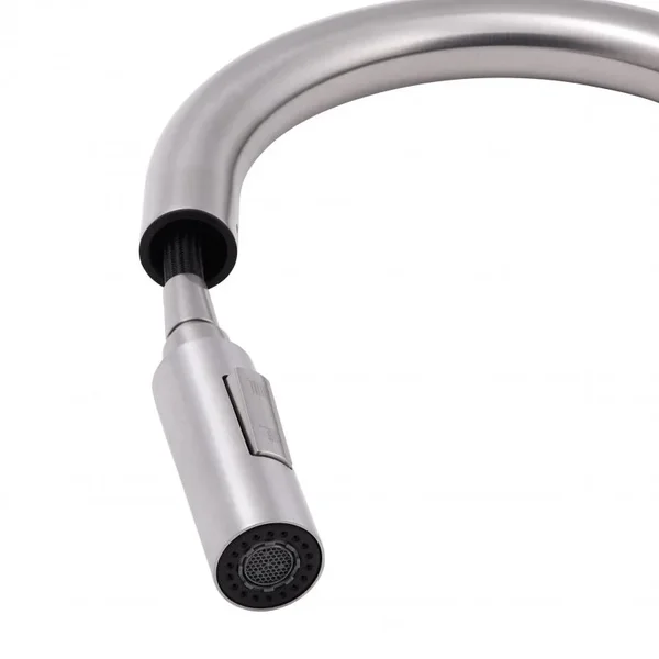 Смеситель для кухни Qtap Lenicka QTLEN9138103UN из нержавеющей стали с выдвижным изливом, брашированный никель (QTLEN9138103UN)