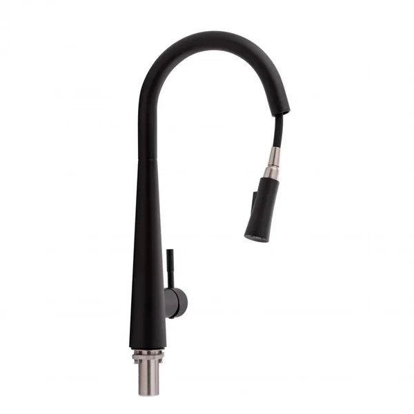 Смеситель для кухни Qtap Evicka QTEVI9135103UB черный матовый из нержавеющей стали с выдвижным изливом (QTEVI9135103UB)