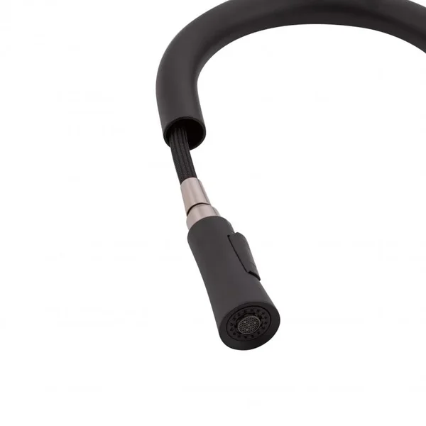 Смеситель для кухни Qtap Evicka QTEVI9135103UB черный матовый из нержавеющей стали с выдвижным изливом (QTEVI9135103UB)