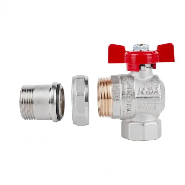 Кран шаровый Icma FAR. ROSSA №361 угловой с американкой 3/4