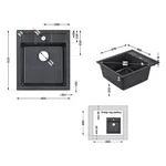 Кухонная мойка Lidz 460×515 мм/200 BLA-03 из искусственного камня, черная матовая, врезная (LIDZBLA03460515200)