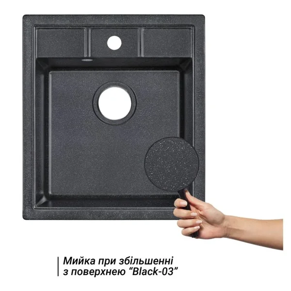 Кухонная мойка Lidz 460×515 мм/200 BLA-03 из искусственного камня, черная матовая, врезная (LIDZBLA03460515200)