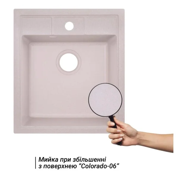 Кухонна мийка Lidz 460×515 мм/200 COL-06 світло-бежева зі штучного каменю врізна (LIDZCOL06460515200)