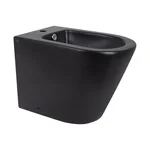 Біде підлогове Qtap QT14441003CMB Scorpio керамічне чорне матове з горизонтальним випуском (QT14441003CMB)