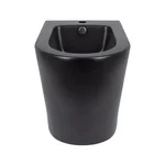 Біде підлогове Qtap QT14441003CMB Scorpio керамічне чорне матове з горизонтальним випуском (QT14441003CMB)