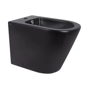 Биде напольное Qtap QT14441003CMB Scorpio керамическое черное матовое с горизонтальным выпуском (QT14441003CMB)