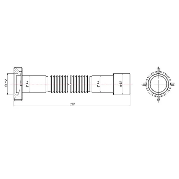 Гнучка труба Lidz (WHI) 60 01 G002 00 з накидною гайкою 1 1/2