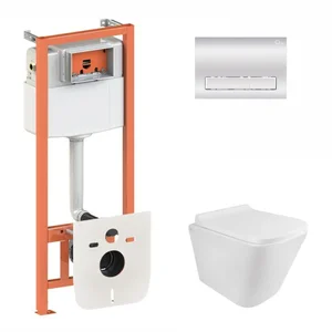 Готове рішення Qtap для ванної кімнати: підвісний унітаз Tern Rimless 490x340x350 + комплект інсталяції Nest 4 в 1 (лінійна клавіша Chrome)