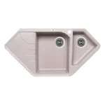 Кухонная мойка Lidz MAR-07 1000×500 мм песочная из искусственного камня с дополнительной чашей и левым крылом (LIDZMAR071000500225)