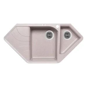 Кухонна мийка Lidz MAR-07 1000×500 мм пісочна зі штучного каменю з додатковою чашею та лівим крилом (LIDZMAR071000500225)