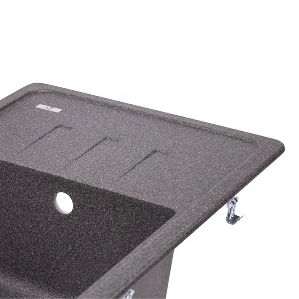 Кухонна мийка Lidz 620×435 мм/200 GRF-13 графітова зі штучного каменю з універсальним крилом (LIDZGRF13620435200)