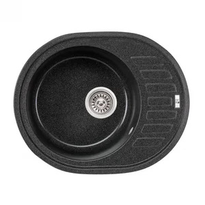Кухонная мойка Lidz 620×500 мм/200 GRF-13 графитовая из искусственного камня с универсальным крылом (LIDZGRF13620500200)