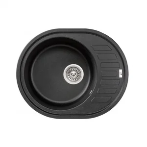 Кухонна мийка Lidz 620×500 мм/200 BLM-14 зі штучного каменю врізна з універсальним крилом (LIDZBLM14620500200)