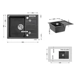 Кухонная мойка Lidz GRF-13 650×500 мм/200 из искусственного камня графитовая врезная с реверсивным крылом (LIDZGRF13650500200)