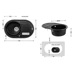 Кухонная мойка Lidz 780×500 мм/200 BLM-14 из искусственного камня черный металлик с универсальным крылом (LIDZBLM14780500200)