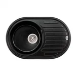 Кухонная мойка Lidz 780×500 мм/200 BLM-14 из искусственного камня черный металлик с универсальным крылом (LIDZBLM14780500200)
