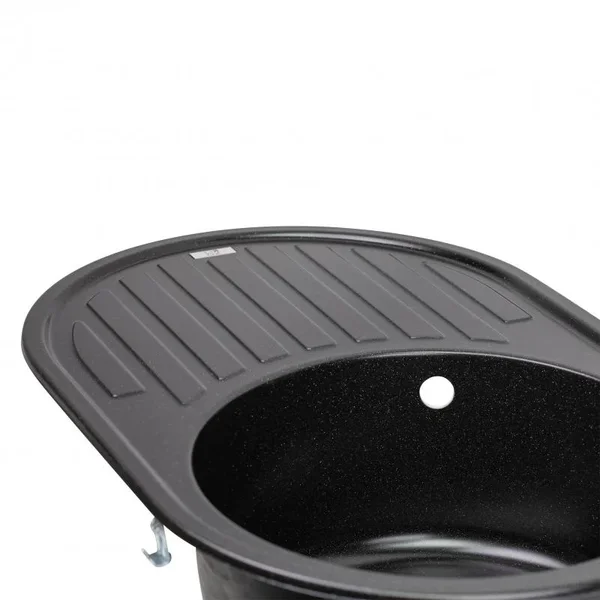 Кухонная мойка Lidz 780×500 мм/200 BLM-14 из искусственного камня черный металлик с универсальным крылом (LIDZBLM14780500200)