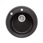 Кухонная мойка врезная круглая Lidz D510/200 GRF-13 из искусственного камня графитовая с сифоном (LIDZGRF13D510200)