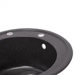 Кухонная мойка врезная круглая Lidz D510/200 GRF-13 из искусственного камня графитовая с сифоном (LIDZGRF13D510200)