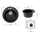 Кухонная мойка Lidz D510/200 BLM-14 из искусственного камня черный металлик круглая (LIDZBLM14D510200)