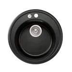 Кухонная мойка Lidz D510/200 BLM-14 из искусственного камня черный металлик круглая (LIDZBLM14D510200)