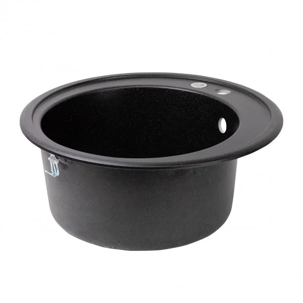 Кухонная мойка Lidz D510/200 BLM-14 из искусственного камня черный металлик круглая (LIDZBLM14D510200)