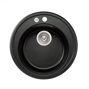Кухонная мойка Lidz D510/200 BLM-14 из искусственного камня черный металлик круглая (LIDZBLM14D510200)