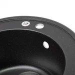 Кухонная мойка Lidz D510/200 BLM-14 из искусственного камня черный металлик круглая (LIDZBLM14D510200)