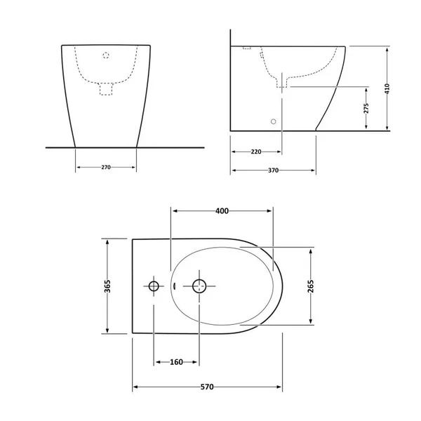 Біде підлогове Qtap Robin 565x360x405 Matt black QT13442141CMB