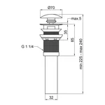 Донний клапан для раковини Qtap PU02O латунний білий з переливом (QT066PU02OW)