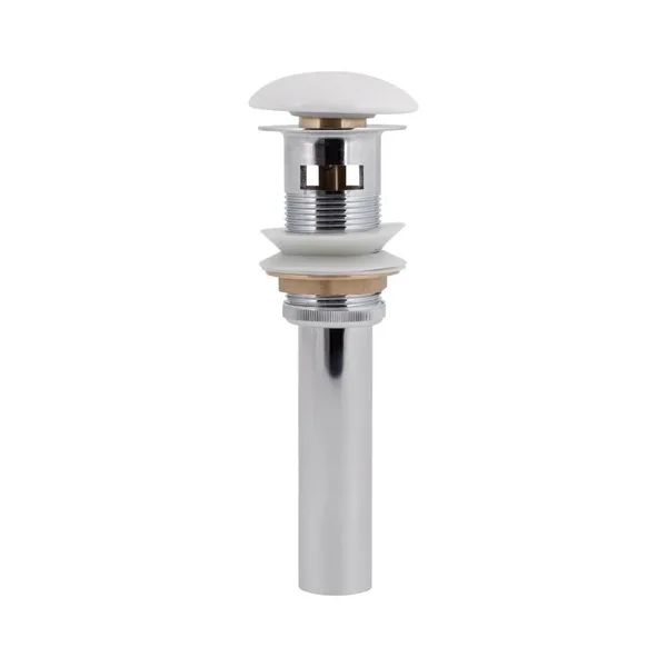 Донний клапан для раковини Qtap PU02O латунний білий з переливом (QT066PU02OW)