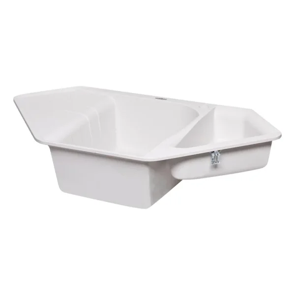 Кухонна мийка Lidz 1000×500 мм/225 WHI-01 зі штучного каменю біла кутова з додатковою чашею (LIDZWHI011000500225)