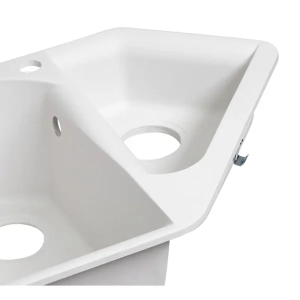 Кухонна мийка Lidz 1000×500 мм/225 WHI-01 зі штучного каменю біла кутова з додатковою чашею (LIDZWHI011000500225)