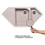 Кухонна мийка Lidz 1000×500 мм/225 COL-06 зі штучного каменю світло-бежева кутова з додатковою чашею та лівим крилом (LIDZCOL061000500225)